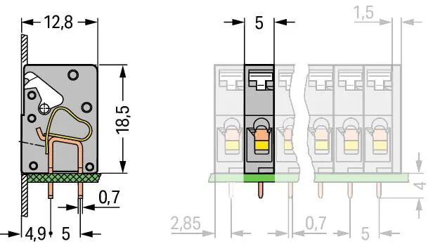WAGO 741 — Morsetto per circuito stampato